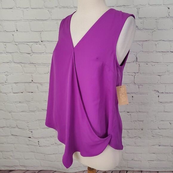 RACHEL Rachel Roy Orchid Faux Wrap Sleeveless Blouse S NEW - Picture 3 of 6